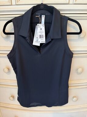 adidas Women's black Sleeveless Polo Tank